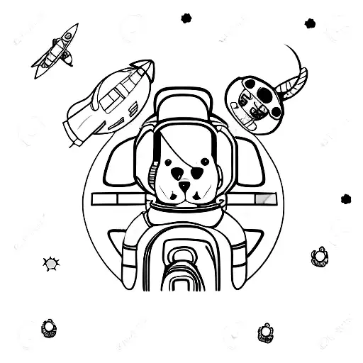 three dogs in astronaut suits tattoo design idea