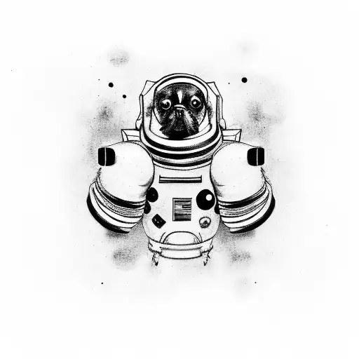 three dogs in astronaut suits tattoo design idea