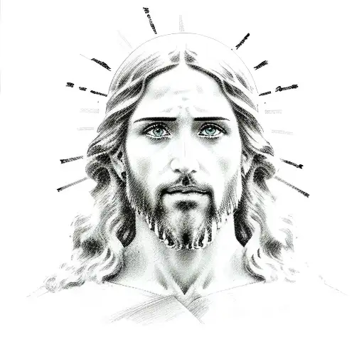 A portrait of Jesus in a sketch style tattoo design idea