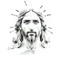A portrait of Jesus in a sketch style tattoo design idea