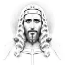 A portrait of Jesus in a sketch style tattoo design idea