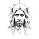 A portrait of Jesus in a sketch style tattoo design idea