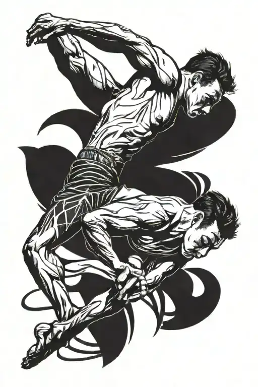 men gymnast mid flip tattoo design idea