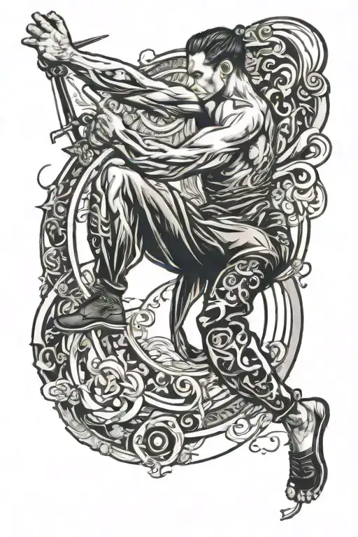 men gymnastics twist your imagination tattoo design idea