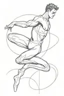 men gymnast performing tricks tattoo design idea