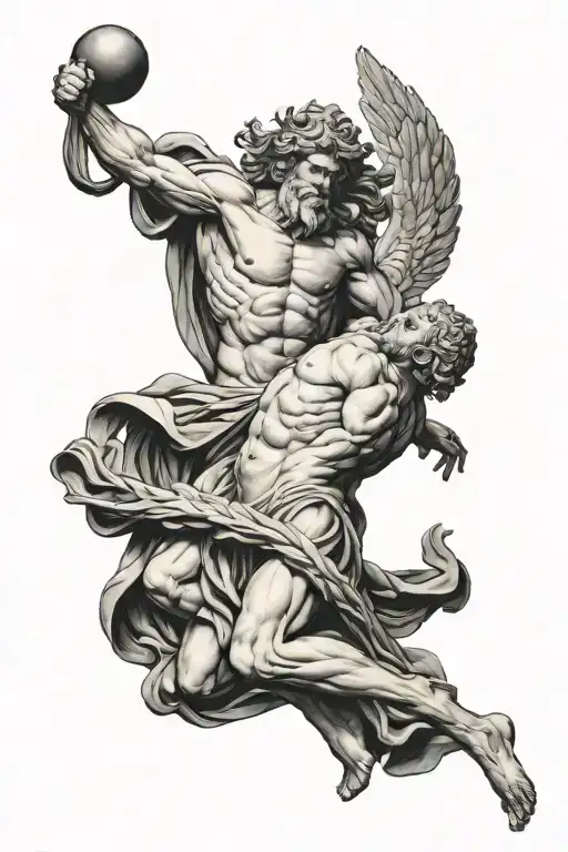 The Greek God Ganymede killing zeus god tattoo design idea