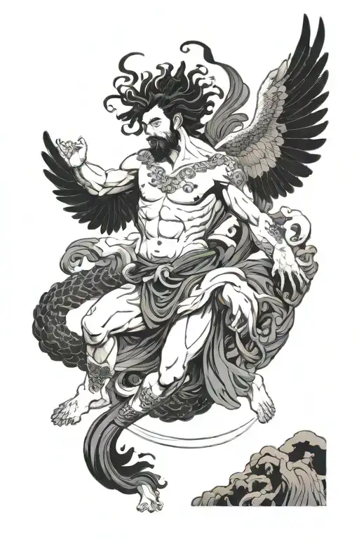 The Greek God Ganymede killing zeus god tattoo design idea