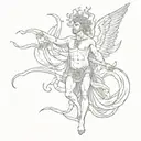 The Greek God Ganymede using Medusa's snakes to kill zeus tattoo design idea