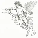 The Greek God Ganymede using Medusa's snakes to kill zeus tattoo design idea