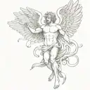 The Greek God Ganymede using Medusa's snakes to kill zeus tattoo design idea