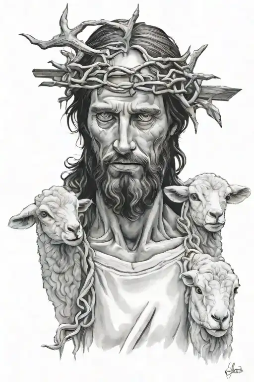 Jesus Christ and the Lamb of God tattoo design idea