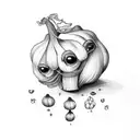 garlic bulb with eyes tattoo design idea