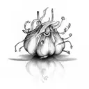 garlic bulb with eyes tattoo design idea