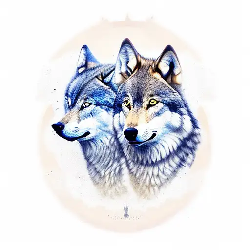 pack of three wolves  looking calm tattoo design idea