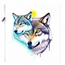 three wolves  tattoo design idea