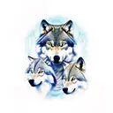 three wolves  tattoo design idea