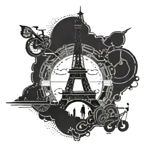 triathlon Ironman swim bike run eiffeltower tattoo design idea