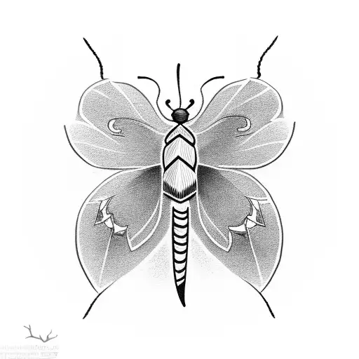 A minimalist tattoo of a moth resting on a single thorn, symbolizing resilience and beauty in the face of adversity tattoo design idea