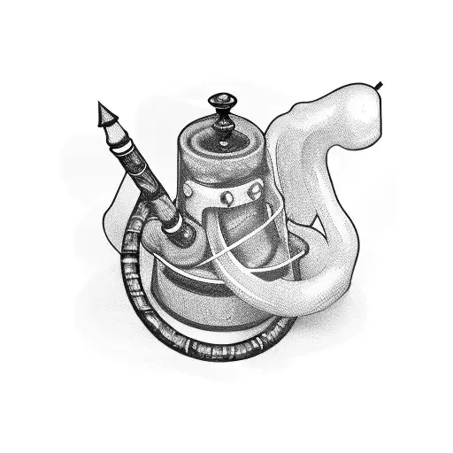 A narguile pipe with film strips wrapped around it tattoo design idea