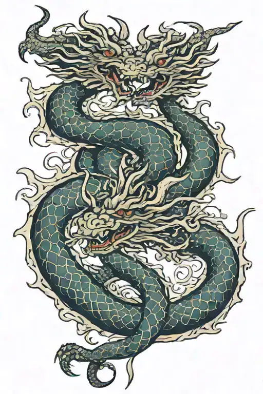 two dragons intertwined together tattoo design idea