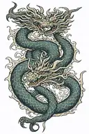 two dragons intertwined together tattoo design idea