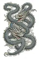 two dragons intertwined together tattoo design idea