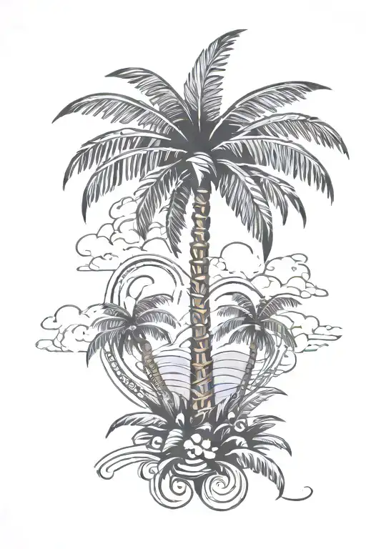 surrealistic palm tree  tattoo design idea