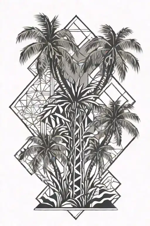 surrealistic palm tree  tattoo design idea