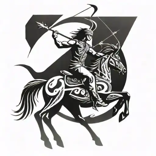 sagittarius archer riding tattoo design idea