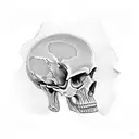 single skull, high resolution, 4k,  "Death or Sovngarde" written on paper strip, paper strip around skull. tattoo design idea