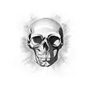 single skull, high resolution, 4k,  "Death or Sovngarde" written on paper strip, paper strip around skull. tattoo design idea