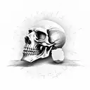 single skull, high resolution, 4k,  "Death or Sovngarde" written on paper strip, paper strip around skull. tattoo design idea