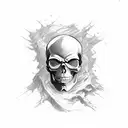 single skull, high resolution, 4k, slogan "Death or Sovengrade", Vinland Saga style, sketch design, simple, impactful tattoo design idea