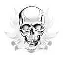 single skull, high resolution, 4k, slogan "Death or Sovengrade", Vinland Saga style, sketch design, simple, impactful tattoo design idea