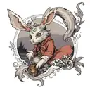 The rabbit from Alice in Wonderland looks at the distant shore on a winter day tattoo design idea