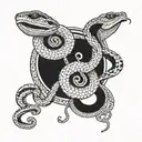 Snake, money, coin, two heads.  tattoo design idea