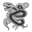 Snake, money, coin, two heads.  tattoo design idea