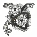 Snake, money, coin, two heads.  tattoo design idea