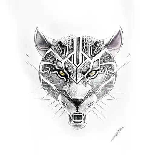Black Panther animal whole body ready to pounce tattoo design idea