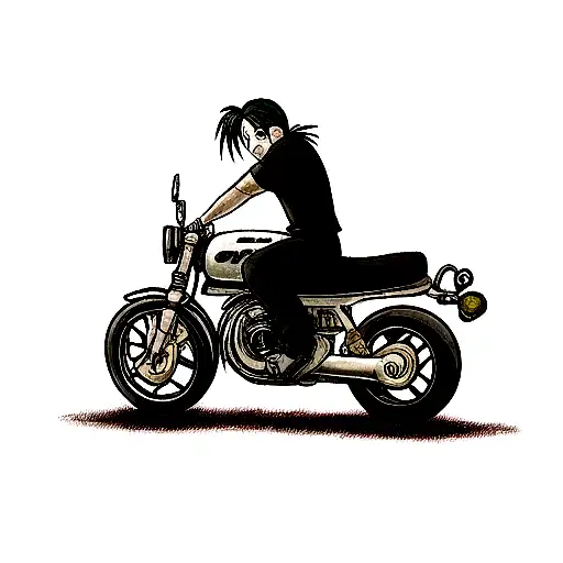 incorporate fullmetal alchemist with a motorcycle, and put yuyu hakusho characters above it tattoo design idea