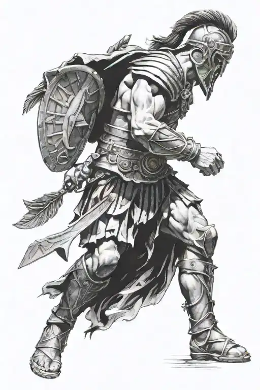 gladiator standing triumphantly tattoo design idea