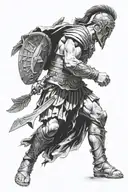 gladiator standing triumphantly tattoo design idea