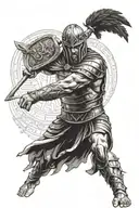 gladiator standing triumphantly tattoo design idea