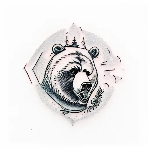 tired and injured from the left leg, offensive lineman bear tattoo design idea