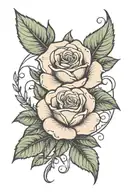 Rose with the name Evelyn alongside the stem  tattoo design idea