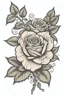 Rose with the name Evelyn alongside the stem  tattoo design idea