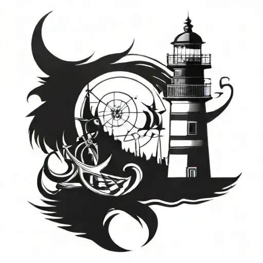 Lighthouse Anchor combined  tattoo design idea