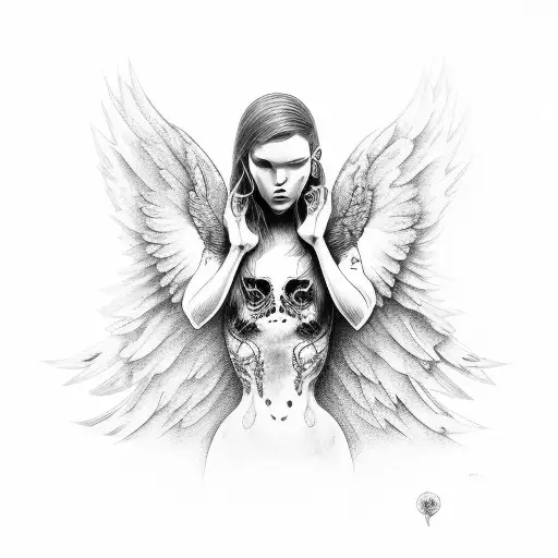 fallen angel tattoo design idea