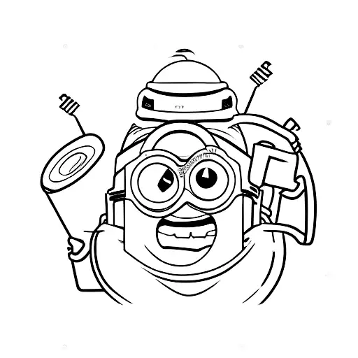 Tattoo design of two minions talking in a silly way to each other in a phone tattoo design idea