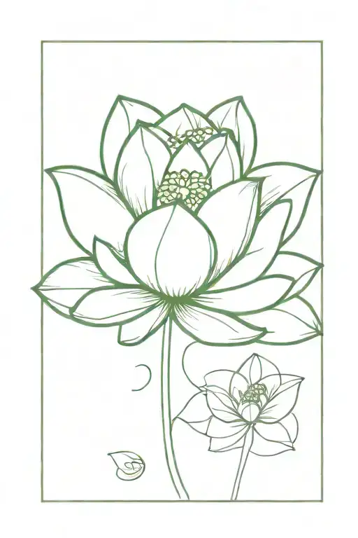lotus and 4 clover leaf tattoo design idea